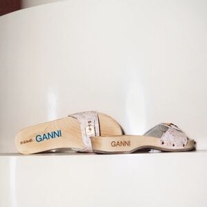 NEW GANNI x Dr. Scholl’s Sandals Flower Apple Blossom Slides Wooden Platform 40